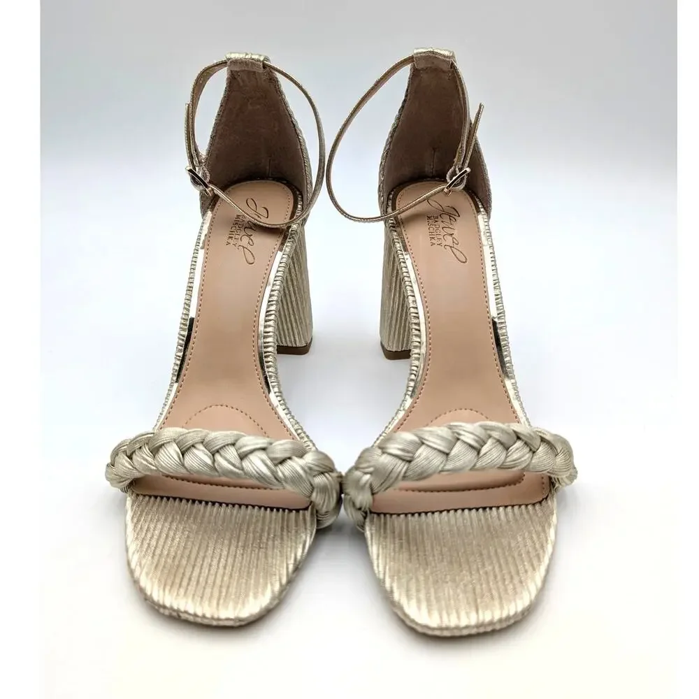 Jewel Badgley Mischka Shea Ankle Strap Sandals Champagne Gold Size US9 EU39.5 - Picture 2 of 10